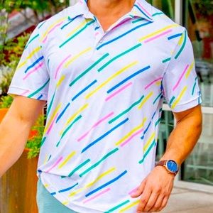 Chubbies The Ace Performance Polo Mens Size M Multicolor Striped Golf Weekend